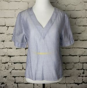 A New Day Blue and White Striped Blouse